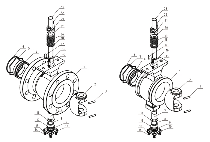 氣動V型球閥內(nèi)部結(jié)構(gòu)圖 V型球閥(圖2)