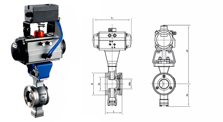 VQ670(F/H/Y)對夾式氣動V型球閥結(jié)構(gòu)圖 V型球閥(圖4)