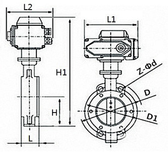 D973H防爆電動(dòng)三偏心對(duì)夾蝶閥(圖1)