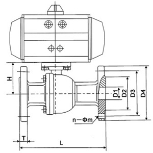 Q941F46氣動襯氟法蘭球閥(圖1) Q941F46氣動襯氟法蘭球閥(圖1)