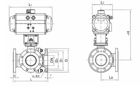 Q644F氣動(dòng)法蘭三通球閥(圖3) Q644F氣動(dòng)法蘭三通球閥(圖3)